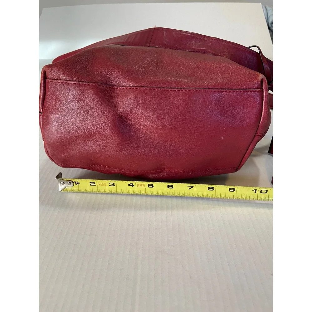 COACH New York Red Leather Shoulder Bag with Tassel‎ Accent